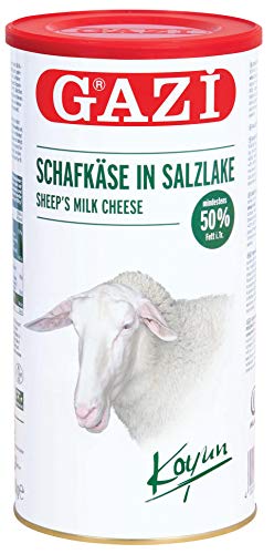 Gazi Sheep Cheese in Brine - 1 x 800 g Metal Tin - Sheep Cheese Sheep Cheese Koyun Peyniri 50% Fat 100% Sheep Milk, Brine, Microbial Lab, Vegetarian, Halal, Gluten Free|B087NS88Q7