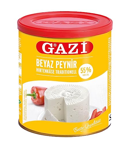 Gazi Hirtenkäse traditionell - 1x 500g Dose - Beyaz Peynir Kuh-Käse mit 55% Fett i.Tr., aus 100% Kuhmilch, für Snacks, Brote, Backwaren und Salate, intensiver und leicht cremiger Geschmack|B0C978JVQ1